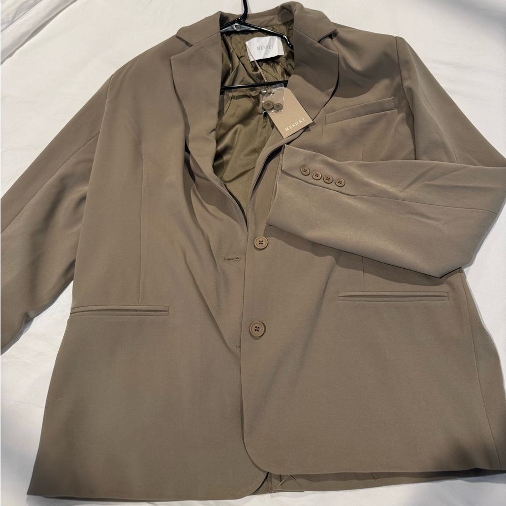 Meshki Tan Blazer Tailored Suit Jacket